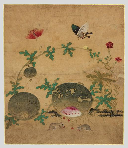 Flowers and insects, one composition from a set of eight