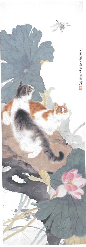 Lotus and Two Cats (荷花双猫)